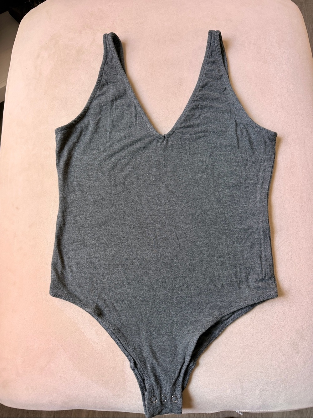 Alfani Gray V-Neck One-Piece Bodysuit